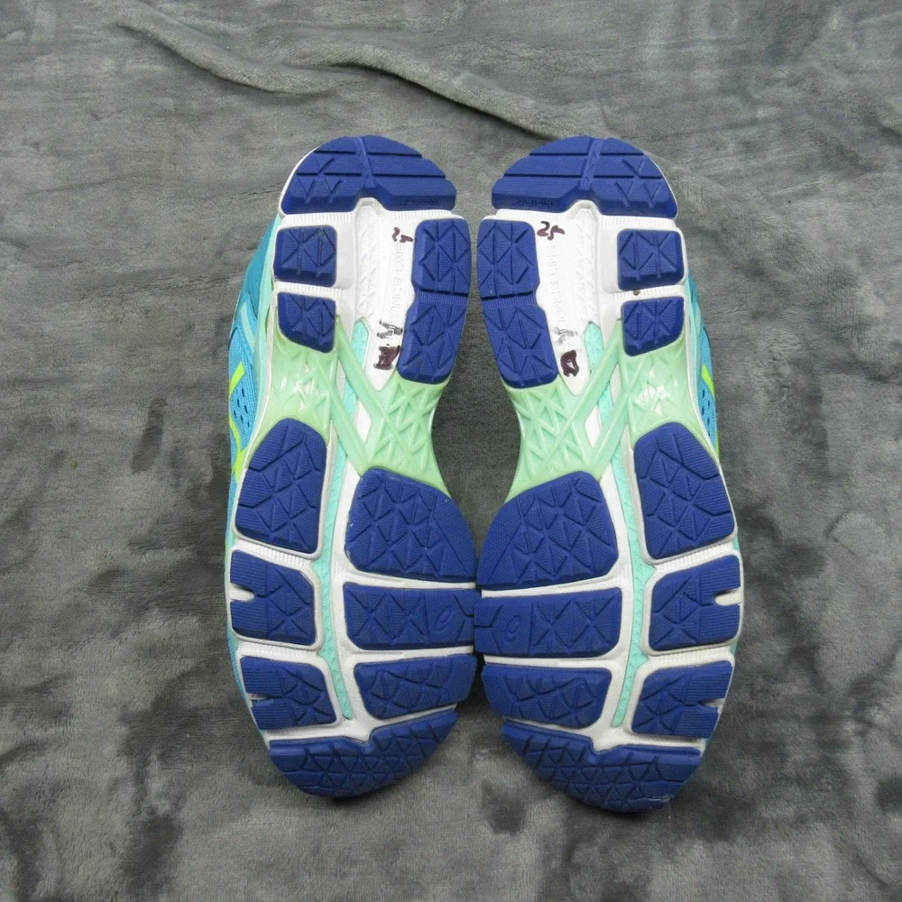 Asics Gel Running Shoes Womens 7 Teal Yellow Kayano Fluid Ride Cushioned Comfort